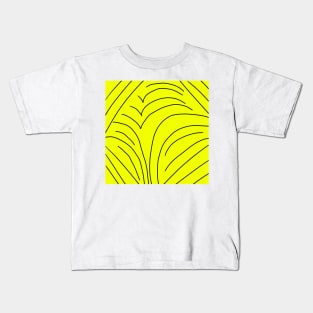 yellow black lines abstract design pattern Kids T-Shirt